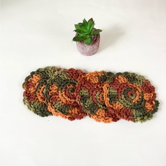 Hand Crafted Dining Coasters Hand Crafted Fall Brown Orange Green